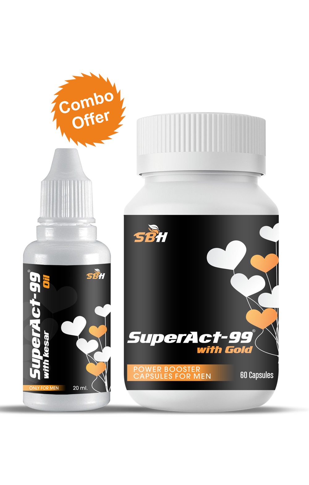 SuperAct®-99 oil and Stamina & Power Booster Capsules for Men - Quantity 60